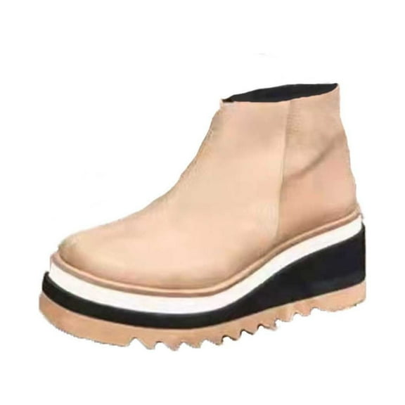 jsaierl Fashion Slope Heel Large Size Boots For Women Boots Thick Soled Thick Ladies Short Boots Shoes