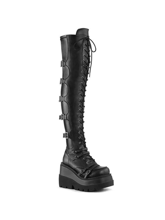 Fashion Thick Soled Large Size Boots Women Autumn Platform Leather Boots