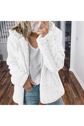Fashion Womens Warm Faux Coat Jacket Winter Zipper Solid Long Sleeve Outerwear