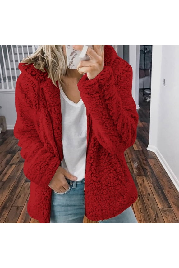 Fashion Womens Warm Faux Coat Jacket Winter Zipper Solid Long Sleeve Outerwear