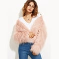 thumbnail image 1 of jsaierl Faux Fur Coat Open Front Copped Jacket Solid Color Plus Size Long Sleeve Fall Cardigan Outwear, 1 of 6