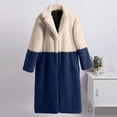 thumbnail image 1 of jsaierl Faux Fur Long Coat Womens Color Block Overcoat Winter Warm Long Jacket Long Sleeve Fluffy Plush Cardigan Outwear, 1 of 7