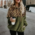 thumbnail image 1 of jsaierl Fleece Hoodies for Women Sherpa Leopard Pachwork Sweatshirt Top Long Sleeve Warm Quarter Zip Pullover with Pockets, 1 of 5