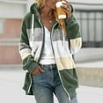 thumbnail image 1 of jsaierl Fleece Jackets for Women Full Zip Fuzzy Warm Jacket Comfy Color Block Long Sleeve Coats Winter Soft Outerwear Jacket with Hood, 1 of 5