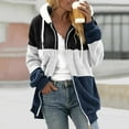 thumbnail image 1 of jsaierl Fleece Jackets for Women with Hooded,Women Hooded Fuzzy Fleece Coat Color Block Patchwork Zip Up Warm Jacket Outwear with Pockets, 1 of 7