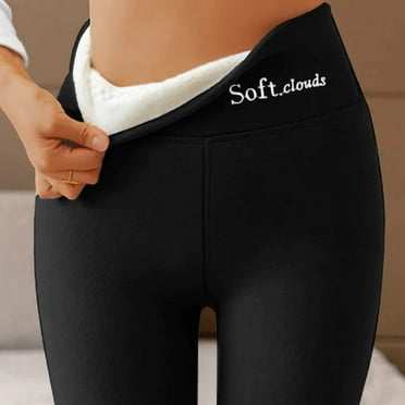 jsaierl Fleece Leggings Women Active Thick Warm Tights Cotton Tummy Control Legging Stretch Soft Yoga Leggings