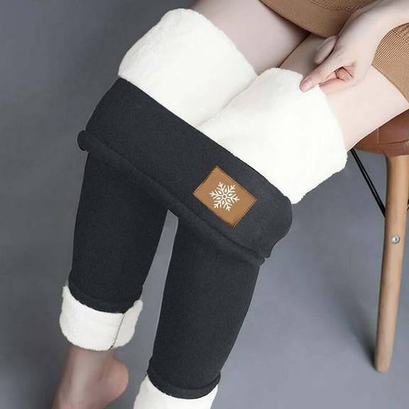 jsaierl Fleece Leggings Women Winter Thick Warm Tights Sherpa High Waist Legging Stretch Slim Yoga Leggings