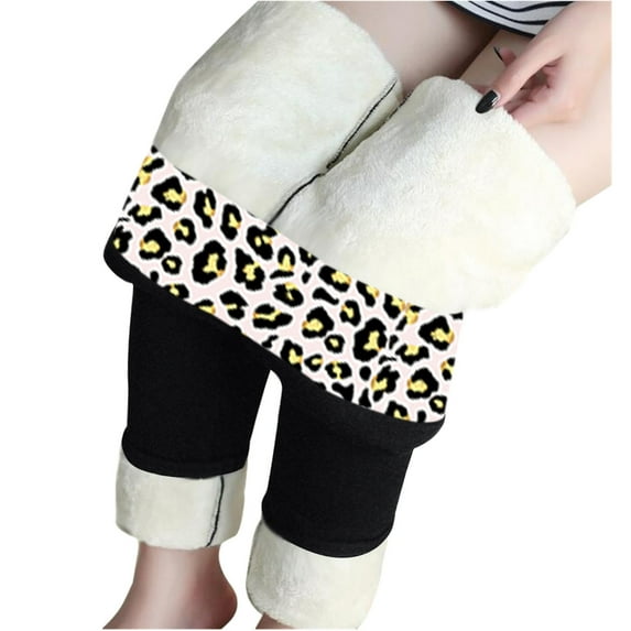 jsaierl Fleece Lined Leggings Women - High Waist Thermal Warm Tummy Control Yoga Workout Winter Tights Pants