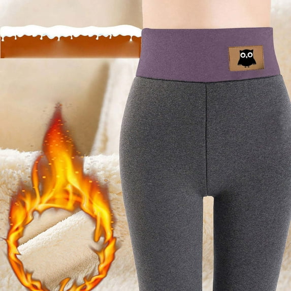 jsaierl Fleece Lined Leggings for Women Active Thick Warm Tights Sherpa Tummy Control Legging Stretch Soft Gym Leggings