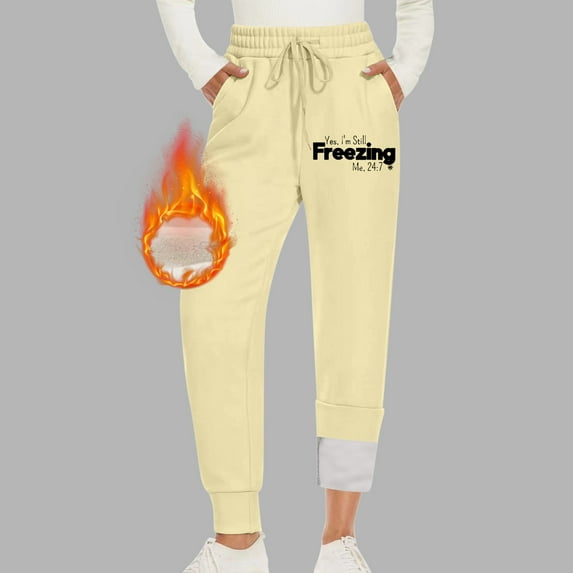 jsaierl Fleece Lined Sweatpants for Women Petite Thick Warm Pants Sherpa Super Comfy Trousers Drawstring Soft Gym Joggers Sweatpants with Pockets