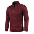 thumbnail image 1 of jsaierl Fleece Sweatshirt for Men Stand Collar Quarter Zip Pullover Top Long Sleeve Solid Cozy Sweater Shirt, 1 of 4