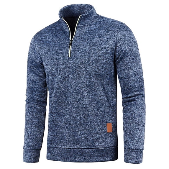 jsaierl Fleece Sweatshirt for Men Stand Collar Quarter Zip Pullover Top Long Sleeve Solid Cozy Sweater Shirt