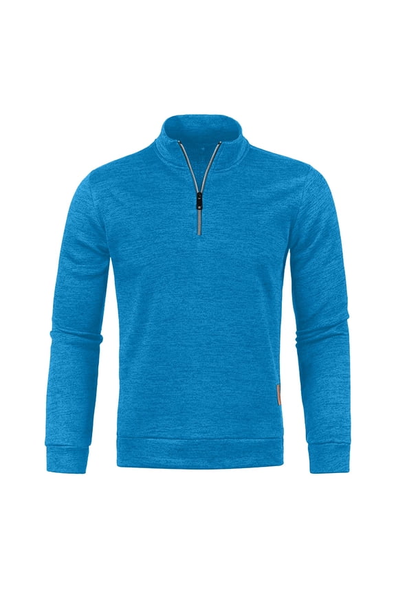 Fleece Sweatshirt for Men Stand Collar Quarter Zip Pullover Top Long Sleeve Solid Cozy Sweater Shirt