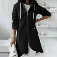 thumbnail image 1 of jsaierl Fleece Zip up Hoodie Plus Size Curved Hem Sweatshirt Women Long Sleeve Solid Drawstring Hooded Jacket, 1 of 9