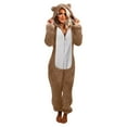 thumbnail image 1 of jsaierl Fuzzy Outfits for Women Cute Bear Costume Onesie Sleepwear Long Sleeve Zip Up Rompers Jumpsuits Overalls Christmas Pajamas, 1 of 7
