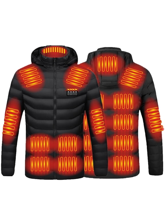 Heated Jackets for Women Men Waterproof Outdoor Travel Outerwear 9 Heating Area Electric Heated Jacket Cold Weather Warm Hooded Heated Coat
