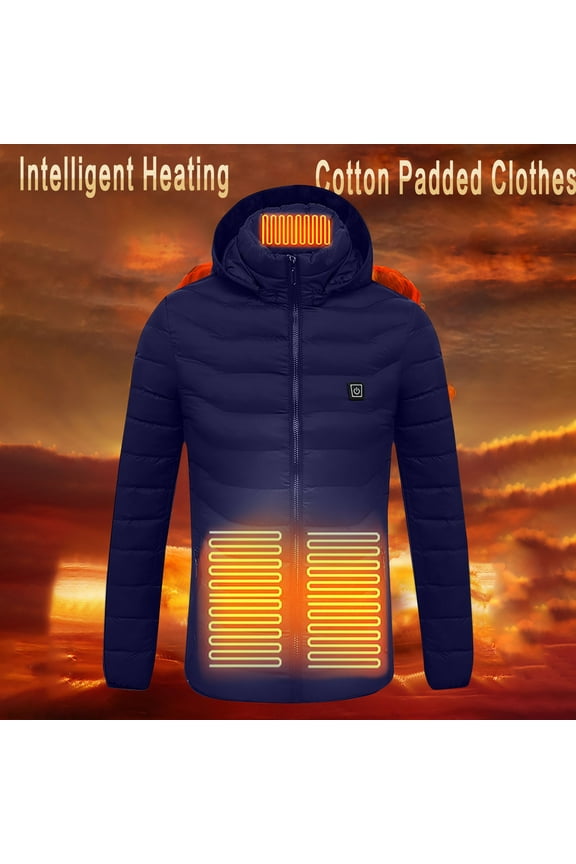 Heated Jackets for Men Women Plus Size Outdoor Travel Outerwear Rechargeable Electric Heated Jacket Skiing Body Warmer Hooded Heated Coat