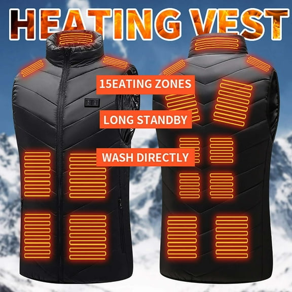 jsaierl Heated Vest Electric Heating Coat Heated Jacket for Man Woman 15 Heating Areas Outdoor Warm Heated Riding Charging Heated Coat