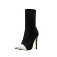 thumbnail image 1 of jsaierl High Heel Boots for Women, Women's Stiletto Colorblock High Heel Ankle Boots Slip-on Pointed Toe Stretch Boot, 1 of 7
