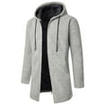thumbnail image 1 of jsaierl Hooded Sweater Jacket for Men Knit Woolen Zip Up Cardigan Outwear Long Sleeve Fall and Winter Mid-length Warm Sweater Coat, 1 of 6