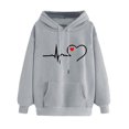 thumbnail image 1 of jsaierl Hoodies for Women Heart Print Hooded Sweatshirt Top Long Sleeve Cozy Comfy Pullover Pocket Drawstring Sweatshirt Valentine's Day Gift, 1 of 8