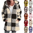 thumbnail image 1 of jsaierl Hoodies for Women Zip Up Buffalo Plaid Jacket Top Long Sleeve Fleece Color Block Hooded Sweatshirt Outwear Coat Fuzzy, 1 of 7