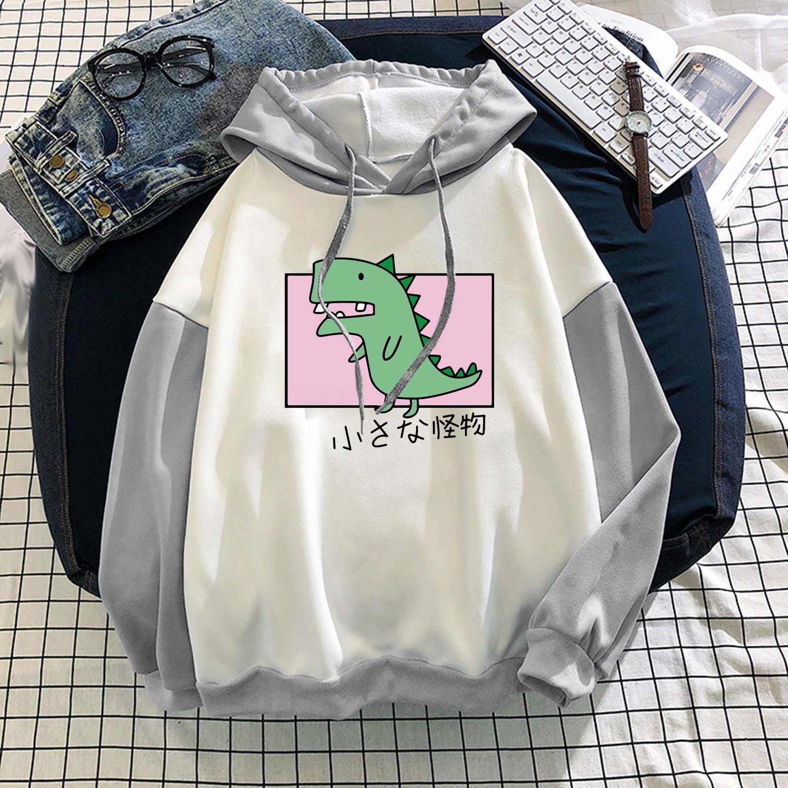 jsaierl Kawaii Dinosaur Hoodies for Teen Girls Color Block