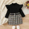 thumbnail image 1 of jsaierl Kids Toddler Baby Girl Fall Winter Clothes Long Sleeve Ruffle Knit Sweater Top Woolen Mini Skirt 2PCS Outfits Set 6M-4T, 1 of 8