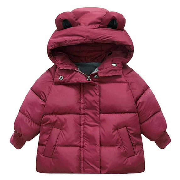 jsaierl Kids Winter Coat Cute Ear Hooded Puffer Jackets Toddler Baby Boys Girls Winter Warm Coat Hooded Down Jacket Outerwear for 2-8Y