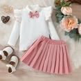 thumbnail image 1 of jsaierl Knit Outfits for Baby Girls Cute 2Pcs Ruffle Long Sleeve Sweater Top and Pleated Skirt Sets Infant Girls Fall Outfits Christmas Gift 6M-4T, 1 of 7