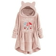 thumbnail image 1 of jsaierl Long Hoodies for Teen Girls Cat Ear Hooded Sweatshirt Long Sleeve Fleece Christmas Pattern Buttons Loose Fit Sweater Pullover for Women, 1 of 5