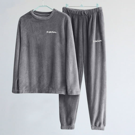 jsaierl Lounge Sets for Women 2 Piece Fleece Crewneck Long Sleeve Top and Pants Sets Warm Plush Loose Home Lounewear Outfit