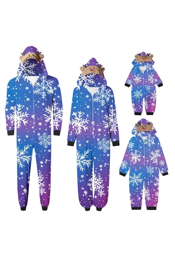 Matching Family Christmas Pajamas Set Hoodie Onesies Reindeer Jumpsuit Romper Holiday Pjs One Piece Hooded Sleepwear