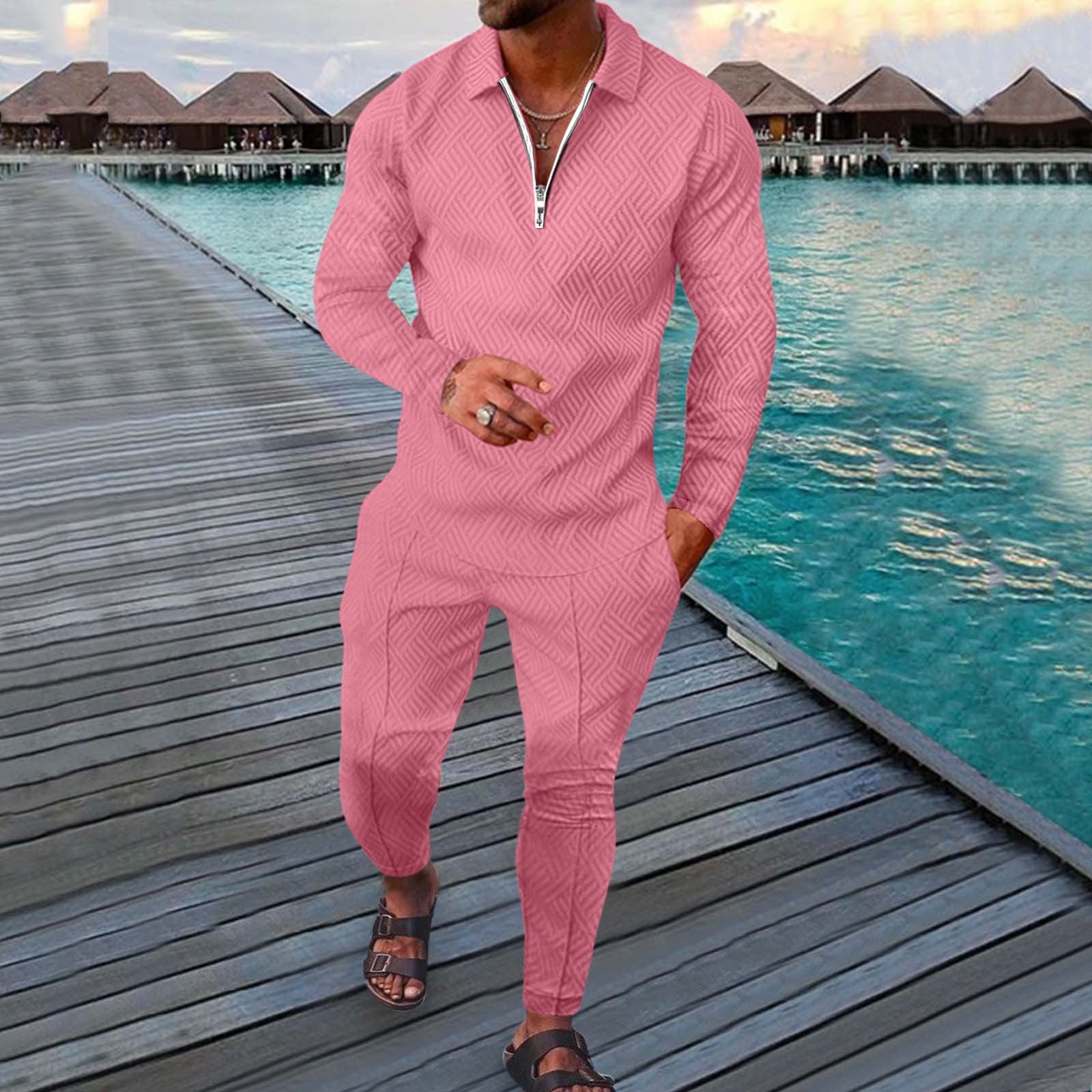 jsaierl Men Outfits 2 Piece Fashion Long Sleeve Shirt and Pants Set with  Pockets Casual Fall Tracksuit Sweatsuit - Walmart.com