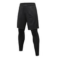 thumbnail image 1 of Men's 2 in 1 Running Compression Tights Pants Athletic Legging Workout Training Pants with Zipper Pockets, 1 of 2