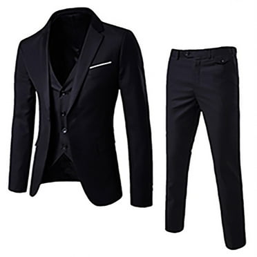 jsaierl Men's 3 Piece Slim Fit Suit Set, One Button Solid Formal Business Wedding Party Jacket Vest Pants Suit