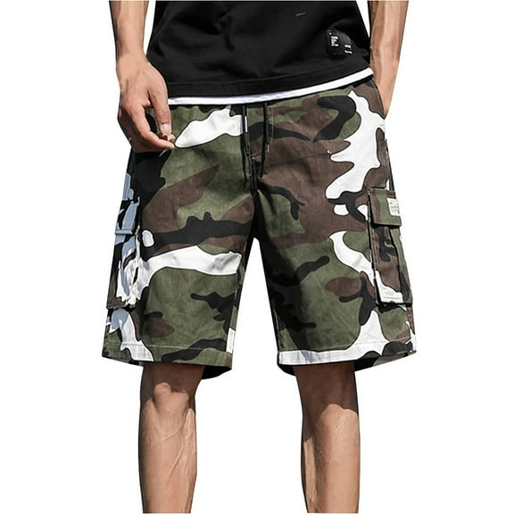 jsaierl Men's Cargo Shorts Summer Outdoors Casual Camouflage Plus Size Sport Big and Tall Shorts Pants