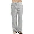 thumbnail image 1 of jsaierl Men's Casual Linen Pants Elastic Waist Loose Fit Long Pants Plus Size Sweatpants Yoga Beach Drawstring Joggers, 1 of 4