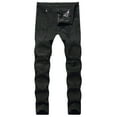thumbnail image 1 of jsaierl Men's Casual Ripped Denim Pants Distressed Straight Stretch Skinny Slim Fit Classic Washed Denim Jeans Trousers, 1 of 3