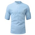 thumbnail image 1 of jsaierl Men's Cotton Linen Henley Shirt Casual Beach Hippie Shirts Long Sleeve T-Shirts, 1 of 4