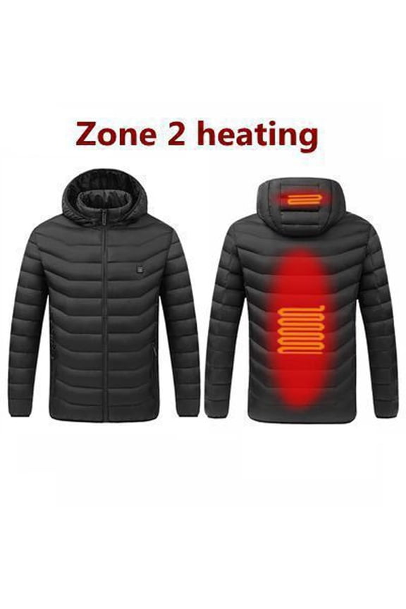 Men's Down Heated Jacket USB Electric Heated Lightweight Rechargeable Heating Down Jacket Coat 2 Heats Zone