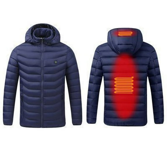 jsaierl Men's Down Heated Jacket USB Electric Heated Lightweight Rechargeable Heating Down Jacket Coat 2 Heats Zone