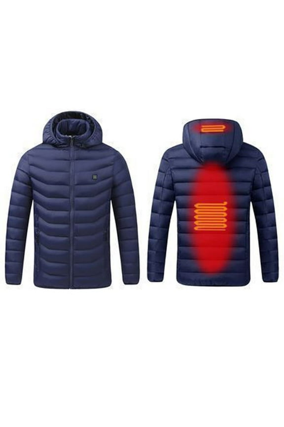 Men's Down Heated Jacket USB Electric Heated Lightweight Rechargeable Heating Down Jacket Coat 2 Heats Zone