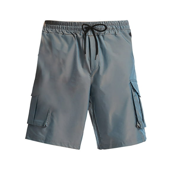 jsaierl Men's Drawstring Cargo Shorts Multi-Pocket Workwear Shorts Loose Fit Jogging Athletic Five-Inch Pants