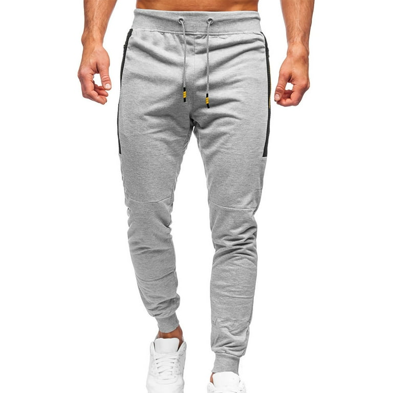 jsaierl Men's Drawstring Pants Casual Zipper Pockets Skinny Tapered  Sweatpants Solid Slim Fit Joggers Running Trousers Fashion Hippie Regular  Fit Fall