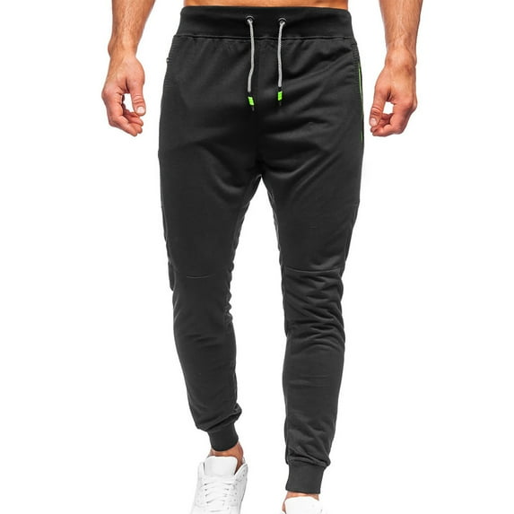jsaierl Men's Drawstring Pants Casual Zipper Pockets Skinny Tapered Sweatpants Solid Slim Fit Joggers Running Trousers Fashion Hippie Regular Fit Fall Winter Outdoor Casual Long Pants