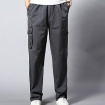 jsaierl Men's Elastic Waist Loose Fit Lightweight Workwear Casual Cargo Pull On Pants With Multi Pockets