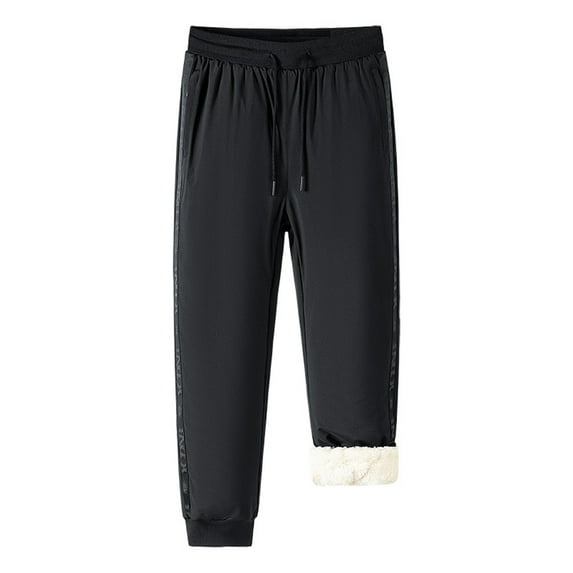 jsaierl Men's Fleece Sweatpants Winter Warm Athletic Sherpa Lined Track Joggers Pants Drawstring Elastic Waist Trousers