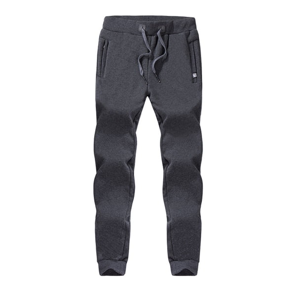 jsaierl Men's Fleece Warm Pants Fleece Lined Plush Thickened Straight Pants Drawstring Casual Solid Color Trousers