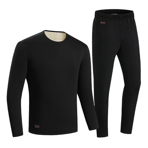 jsaierl Men's Heated Shirt Thermal Underwear Winter Warm Base Layer Top & Bottom Set Long Johns